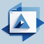 Blue and white abstract design showing a video player merging with a blog layout